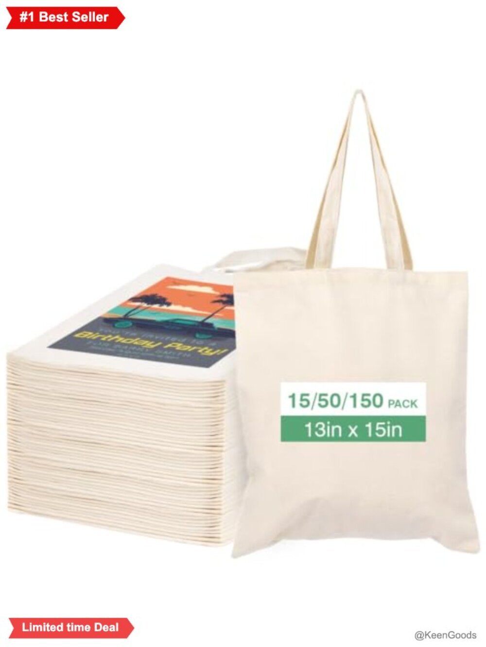 50 Pack Natural Canvas Tote Bags 75% Polyester 25% Cotton DIY Crafts Reusable